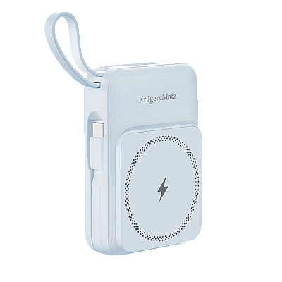 Μαγνητικό επαγωγικό powerbank Kruger&Matz 10000 mAh με μπλε καλώδιο