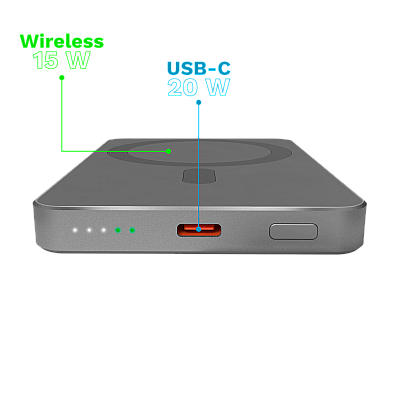 Επαγωγικό POWERBANK Kruger&Matz 5000 mAh μαγνητικό γκρι