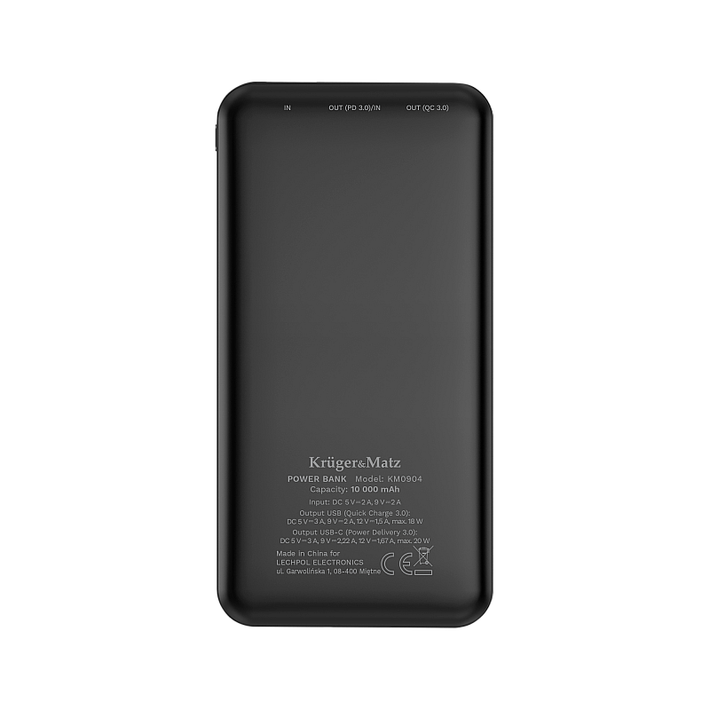 PowerBank Kruger&Matz 10000 mAh Li-pol με λειτουργία QC και PD