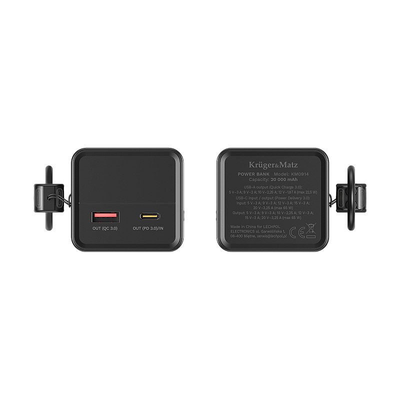 Kruger&Matz 20000 mAh Li-ion 65W PowerBank με λειτουργία QC και PD