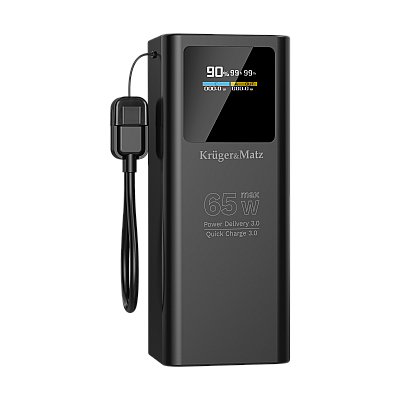 Kruger&Matz 20000 mAh Li-ion 65W PowerBank με λειτουργία QC και PD