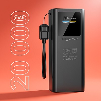Kruger&Matz 20000 mAh Li-ion 65W PowerBank με λειτουργία QC και PD