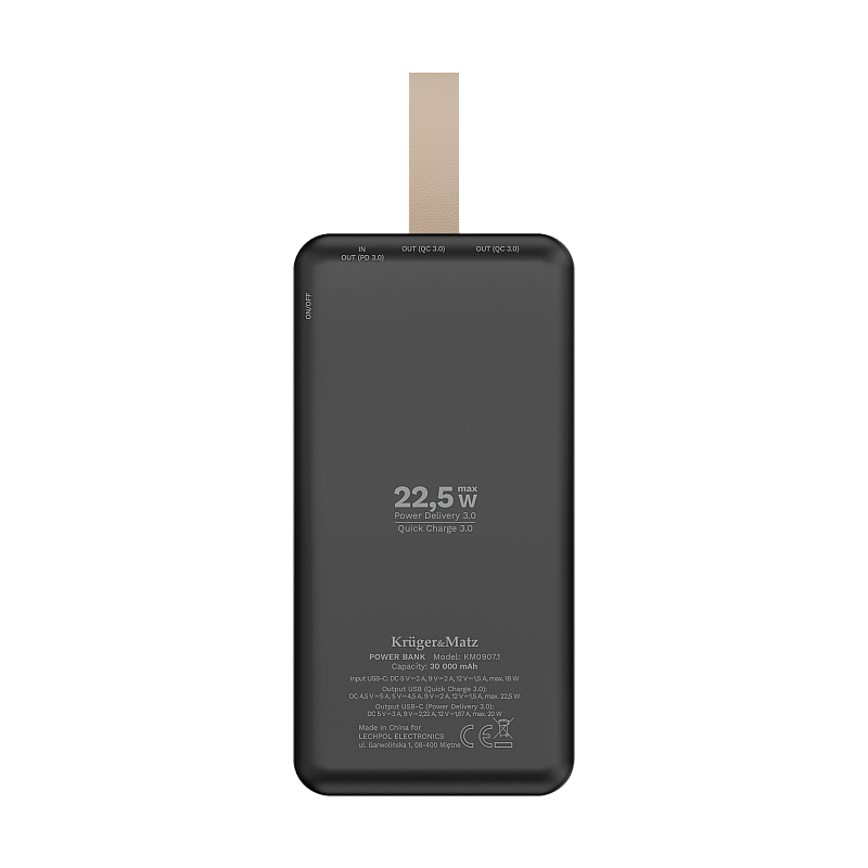 PowerBank Kruger&Matz 30000 mAh Li-ion με λειτουργία QC και PD
