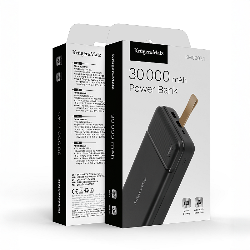 PowerBank Kruger&Matz 30000 mAh Li-ion με λειτουργία QC και PD