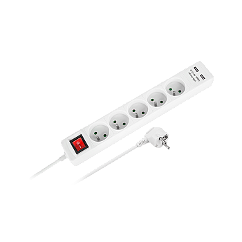 Καλώδιο επέκτασης ρεύματος Rebel 5 πρίζες + 2 υποδοχές USB με διακόπτη - 5μ