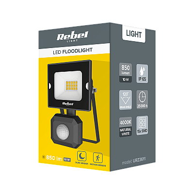 Προβολέας LED Rebel 10W με αισθητήρα κίνησης και λυκόφωτος, 4000K, 230V