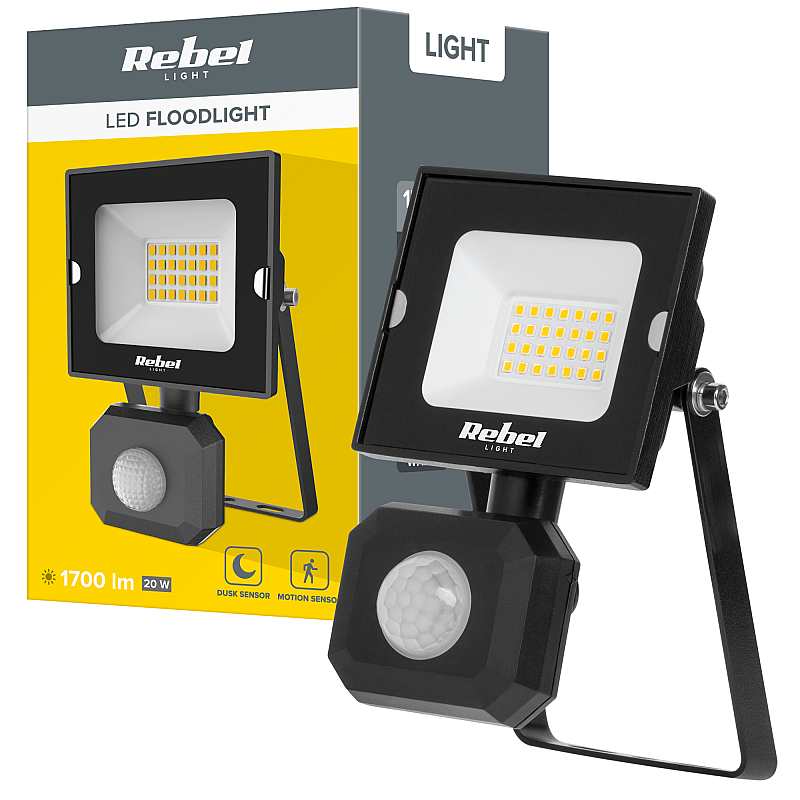 Προβολέας LED Rebel 20W με αισθητήρα κίνησης και λυκόφωτος, 4000K, 230V