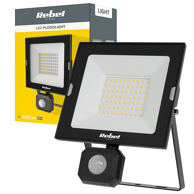 Προβολέας LED Rebel 50W με αισθητήρα λυκόφωτος και κίνησης, 4000K, 230V