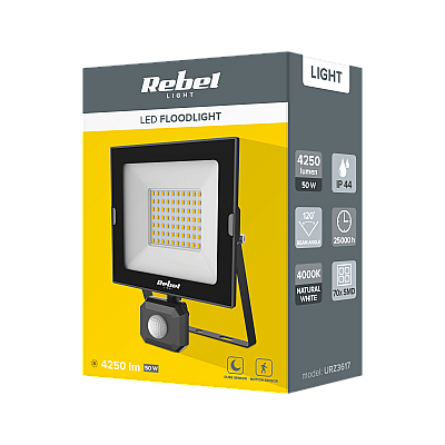 Προβολέας LED Rebel 50W με αισθητήρα λυκόφωτος και κίνησης, 4000K, 230V