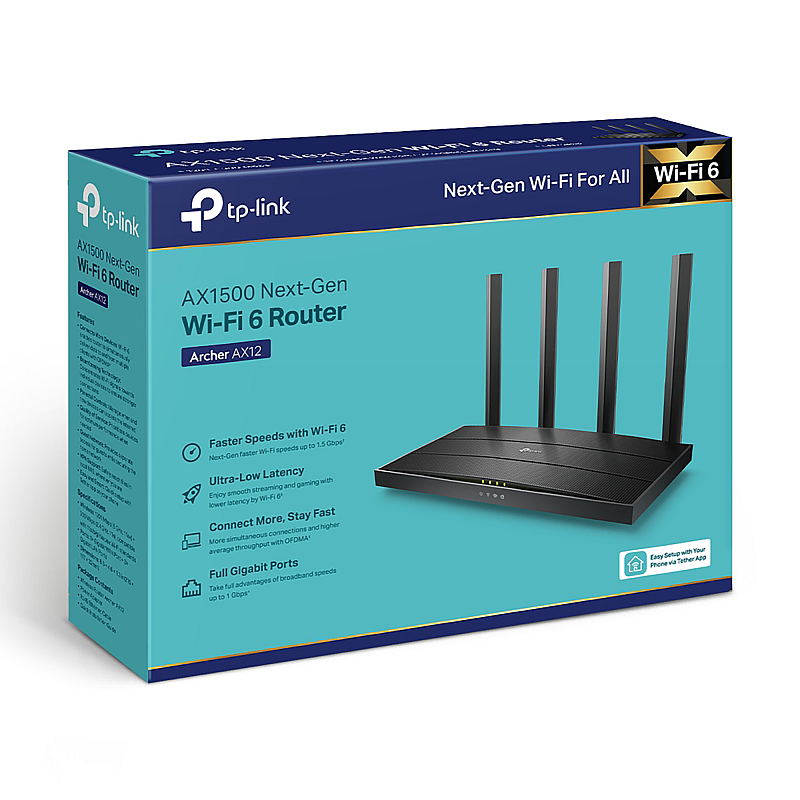 ΡΟΥΤΕΡ Archer AX12, ασύρματο WiFi6, διπλής ζώνης AX1500, 300/1201 Mbps / TP-Link ΡΟΥΤΕΡ Archer AX12, ασύρματο WiFi6, διπλής ζώνης AX1500, 300/1201 Mbps / TP-Link