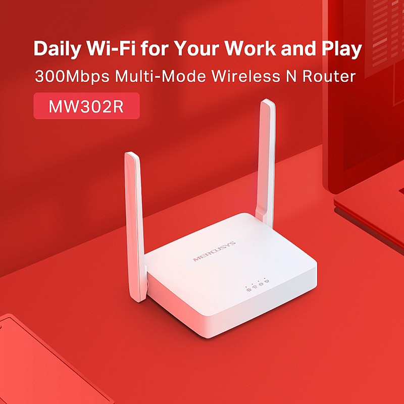 ROUTER MW302R, ασύρματο, μονής ζώνης, 300 Mb/s, 802.11n/g/b, 2xLAN, 1xWAN, 2 κεραίες/ MERCUSYS ROUTER MW302R, ασύρματο, μονής ζώνης, 300 Mb/s, 802.11n/g/b, 2xLAN, 1xWAN, 2 κεραίες/ MERCUSYS