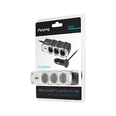 Υποδοχή αναπτήρα αυτοκινήτου splitter x3 με καλώδιο και USB