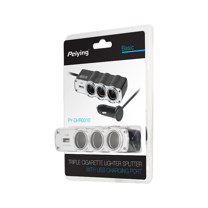 Υποδοχή αναπτήρα αυτοκινήτου splitter x3 με καλώδιο και USB