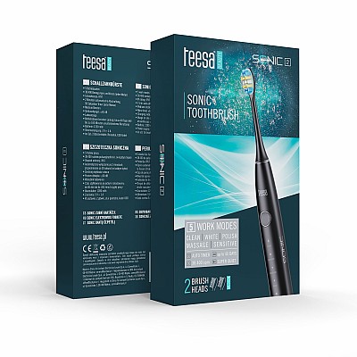TEESA SONIC 2 μαύρη οδοντόβουρτσα sonic, 5 τρόποι λειτουργίας, θήκη ταξιδιού, USB τύπου C