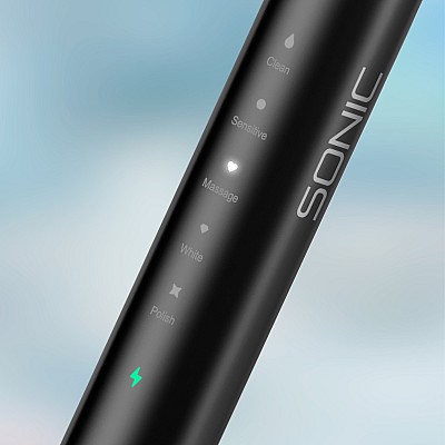 TEESA SONIC 2 μαύρη οδοντόβουρτσα sonic, 5 τρόποι λειτουργίας, θήκη ταξιδιού, USB τύπου C