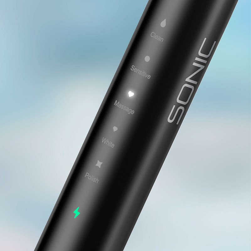 TEESA SONIC 2 μαύρη οδοντόβουρτσα sonic, 5 τρόποι λειτουργίας, θήκη ταξιδιού, USB τύπου C