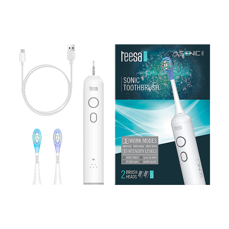 Λευκή ηχητική οδοντόβουρτσα Teesa Sonic Elite