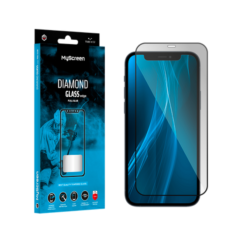 MyScreen DIAMOND GLASS LITE edge FULL GLUE μαύρο προστατευτικό γυαλί Apple iPhone 12 Pro Max 6,7"