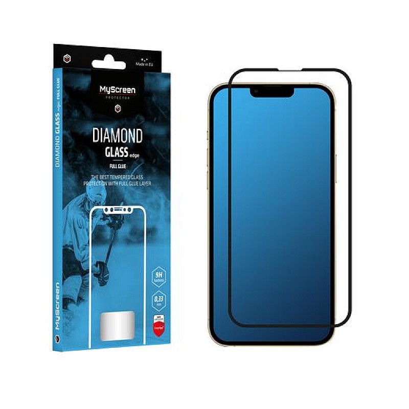 MyScreen DIAMOND GLASS LITE edge FULL GLUE μαύρο προστατευτικό γυαλί Apple iPhone 13/13 Pro 6.1"