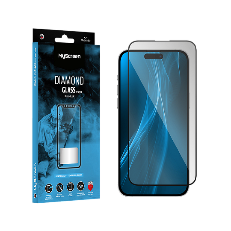 MyScreen DIAMOND GLASS LITE edge FULL GLUE μαύρο προστατευτικό γυαλί Apple iPhone 15 Pro 6.1"