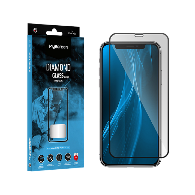 MyScreen DIAMOND GLASS LITE edge FULL GLUE μαύρο προστατευτικό γυαλί Apple iPhone XR/11