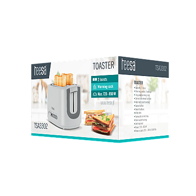 TEESA TSA3302 2 Θέσεων 850 W Λευκό Φρυγανιέρα