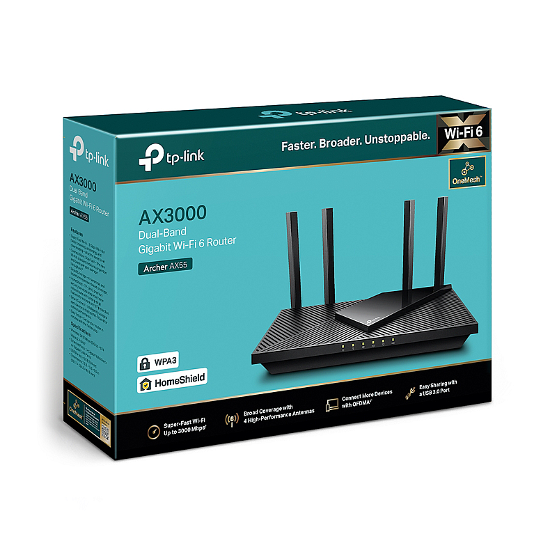 TP-LINK Dwupasmowy, δρομολογητής gigabitowy WiFi 6 AX3000 TL-ARCHER AX55 TP-LINK Dwupasmowy, δρομολογητής gigabitowy WiFi 6 AX3000 TL-ARCHER AX55