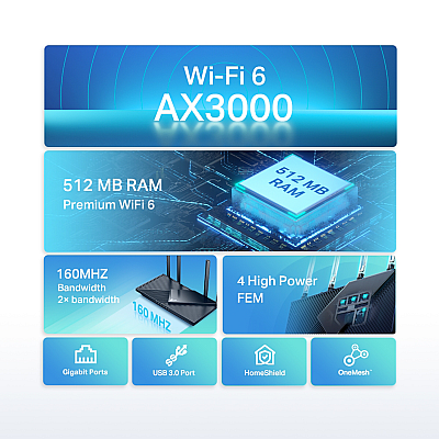TP-LINK Dwupasmowy, δρομολογητής gigabitowy WiFi 6 AX3000 TL-ARCHER AX55 TP-LINK Dwupasmowy, δρομολογητής gigabitowy WiFi 6 AX3000 TL-ARCHER AX55