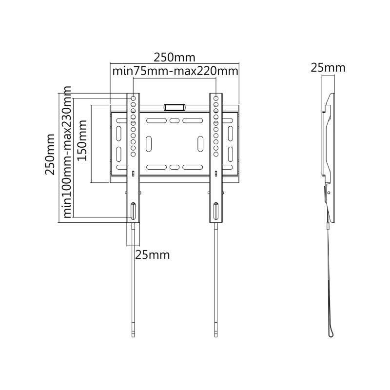 Universal επιτοίχια βάση για τηλεόραση LED (23-42") LP42-22F