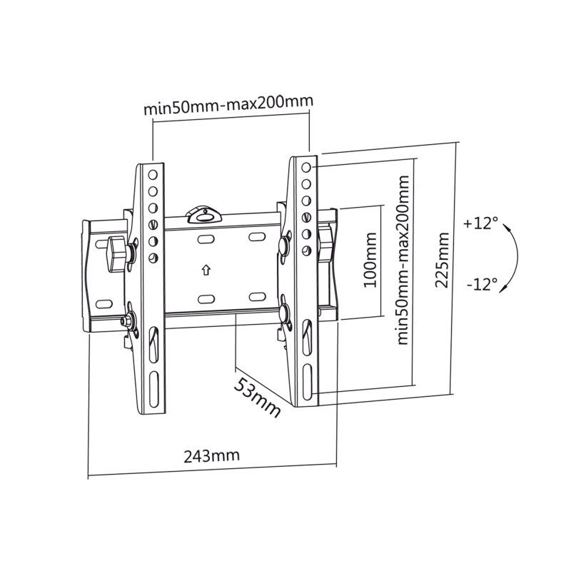 Universal επιτοίχια βάση για τηλεόραση LED (23-42"), κάθετη ρύθμιση