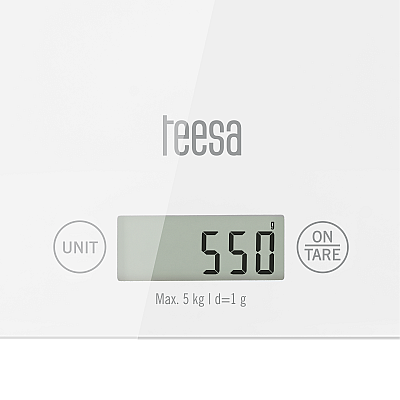 Ζυγαριά κουζίνας από λευκό γυαλί