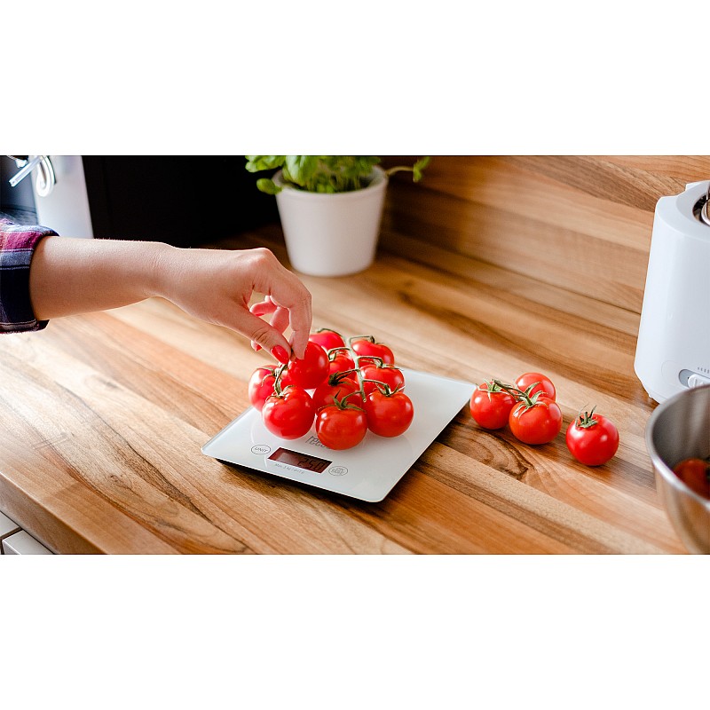 Ζυγαριά κουζίνας από λευκό γυαλί