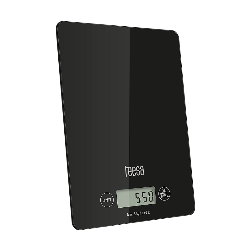 Μαύρη γυάλινη ζυγαριά κουζίνας