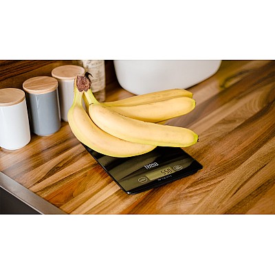 Μαύρη γυάλινη ζυγαριά κουζίνας