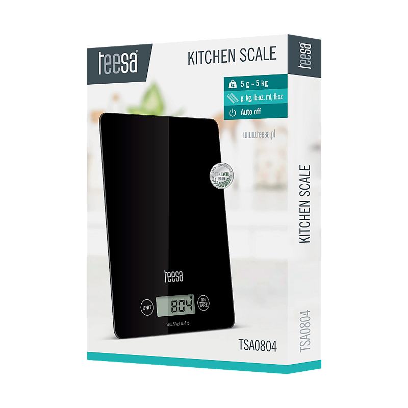 Μαύρη γυάλινη ζυγαριά κουζίνας