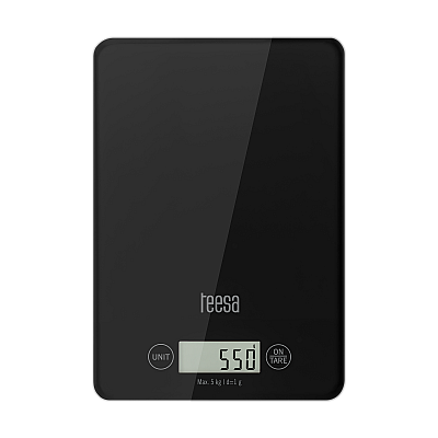 Μαύρη γυάλινη ζυγαριά κουζίνας