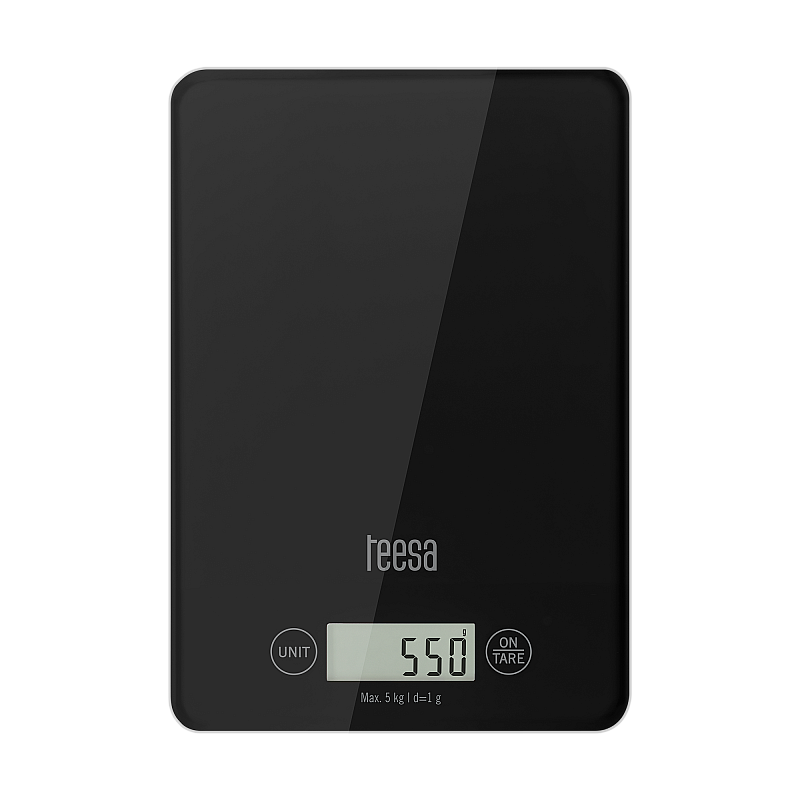 Μαύρη γυάλινη ζυγαριά κουζίνας