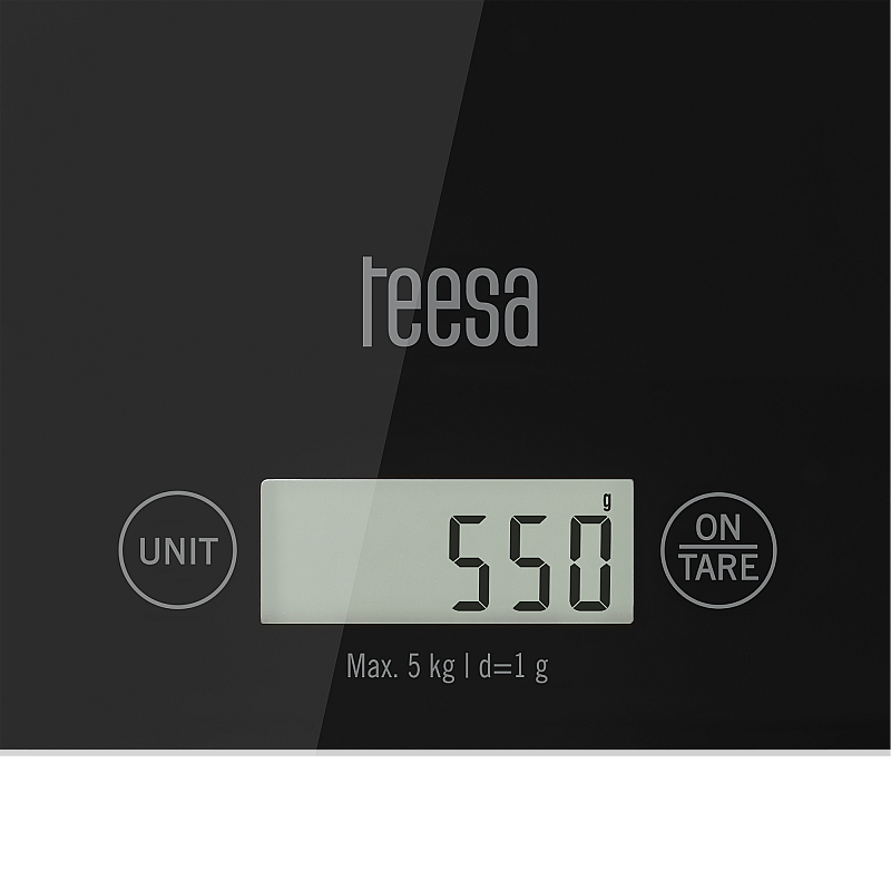 Μαύρη γυάλινη ζυγαριά κουζίνας