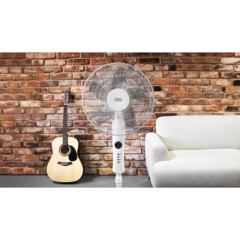 Όρθιος ανεμιστήρας Teesa με τηλεχειριστήριο (λευκό)