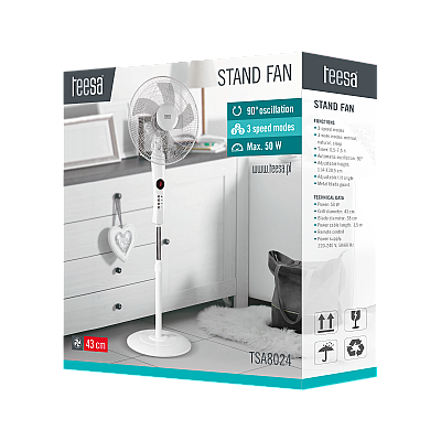 Όρθιος ανεμιστήρας Teesa με τηλεχειριστήριο (λευκό)