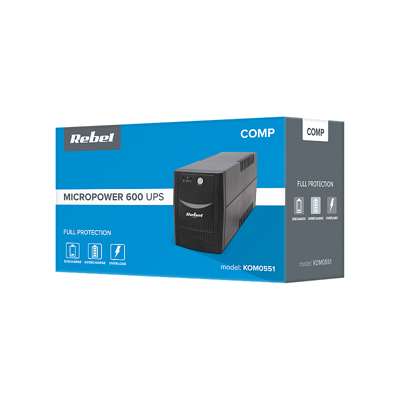 Μοντέλο τροφοδοσίας έκτακτης ανάγκης UPS REBEL Micropower 600 (εκτός σύνδεσης, 600VA / 360W, 230 V, 50Hz) Μοντέλο τροφοδοσίας έκτακτης ανάγκης UPS REBEL Micropower 600 (εκτός σύνδεσης, 600VA / 360W, 230 V, 50Hz)