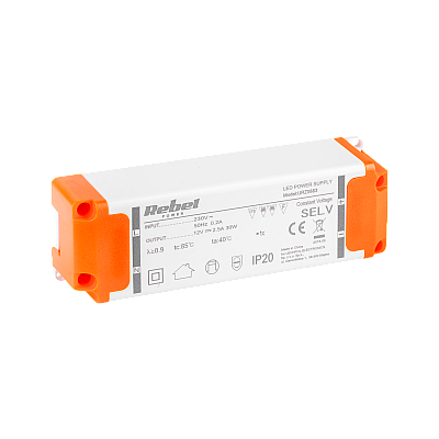 Τροφοδοτικό REBEL για χορδές LED 12V 2.5A (YSL36-1202500) 30 Watt max.