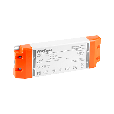 Τροφοδοτικό REBEL για χορδές LED 12V 4A (YSL60-1204000) 48Watt μέγ.