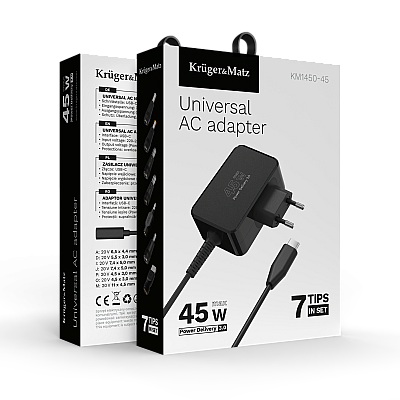 Τροφοδοτικό γενικής χρήσης Kruger&Matz 45W με λειτουργία Power Delivery, 7 ακροδέκτες