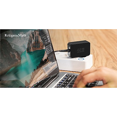 Τροφοδοτικό γενικής χρήσης Kruger&Matz 45W με λειτουργία Power Delivery, 7 ακροδέκτες