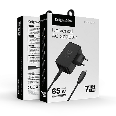 Τροφοδοτικό γενικής χρήσης Kruger&Matz 65W με λειτουργία Power Delivery, 7 ακροδέκτες