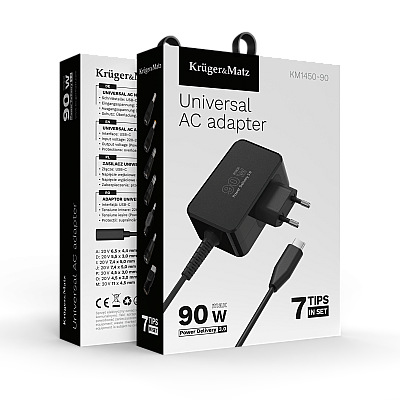 Τροφοδοτικό γενικής χρήσης Kruger&Matz 90W με λειτουργία Power Delivery, 7 ακροδέκτες