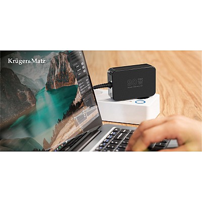 Τροφοδοτικό γενικής χρήσης Kruger&Matz 90W με λειτουργία Power Delivery, 7 ακροδέκτες