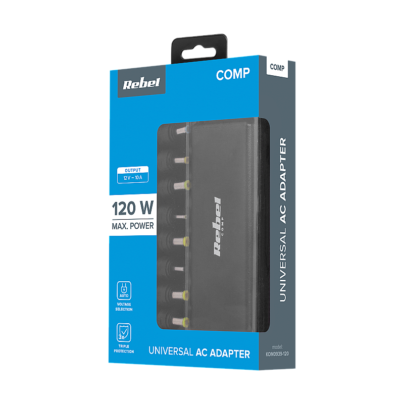 Rebel τροφοδοτικό γενικής χρήσης 11 άκρες 120 W 12-19,5 V αυτόματο