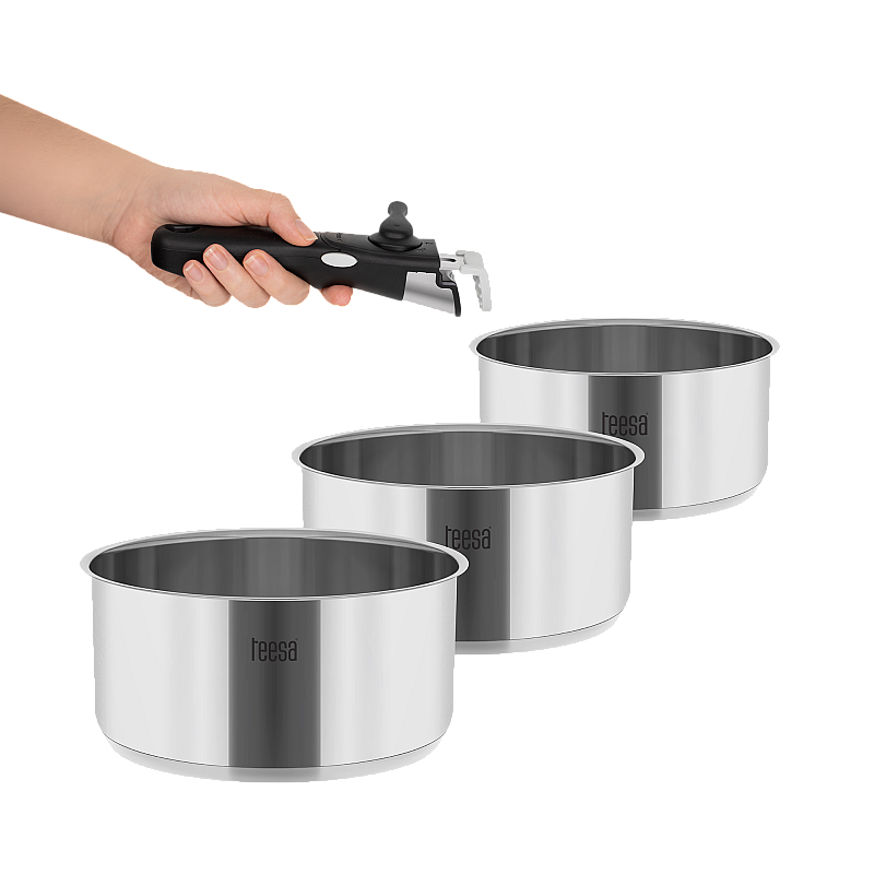 Σετ κατσαρόλες με αποσπώμενο χερούλι TEESA COOK EXPERT SINGLE HAND